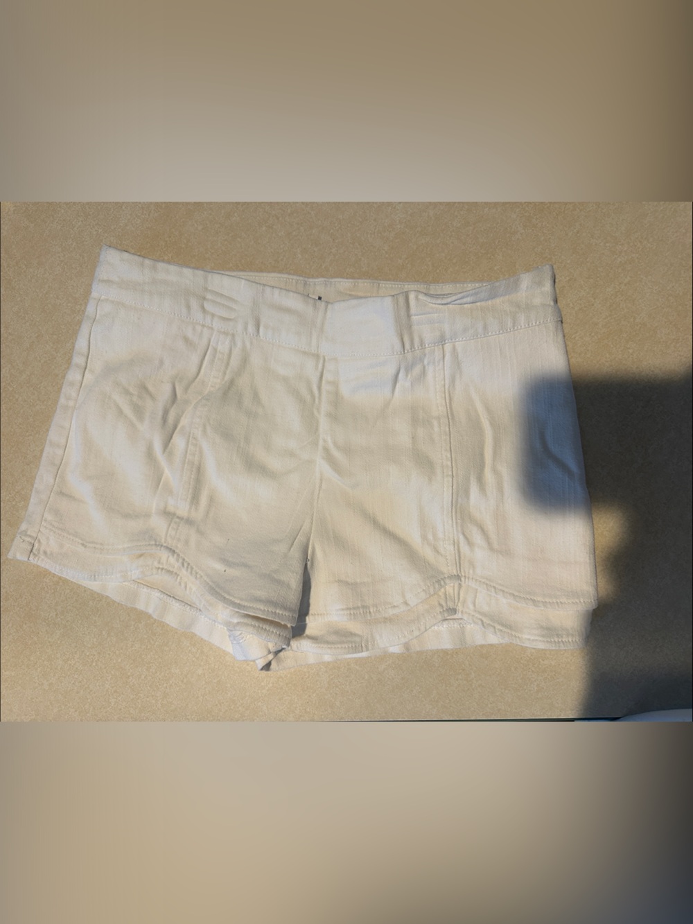 Tobi Cream side zip stretchy jean like Shorts